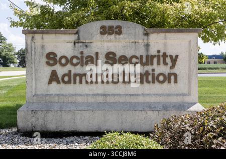 Kokomo - 10 août 2025 : Direction de l'administration de la sécurité sociale. La SSA administre les prestations de retraite, d'invalidité et de survivant. Banque D'Images