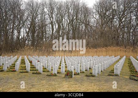 8 janvier 2023, Elwood, Illinois, États-Unis : vue du cimetière national Abraham Lincoln près d'Elwood Illinois. Le cimetière national Abraham Lincoln occupe la partie nord-ouest de l'ancienne usine de munitions de l'armée de Joliet, et est à environ 50 miles au sud-ouest de Chicago. Le cimetière porte le nom du 16e président des États-Unis et fondateur des cimetières nationaux des États-Unis. (Crédit image : © Alan look/ZUMA Press Wire) Banque D'Images