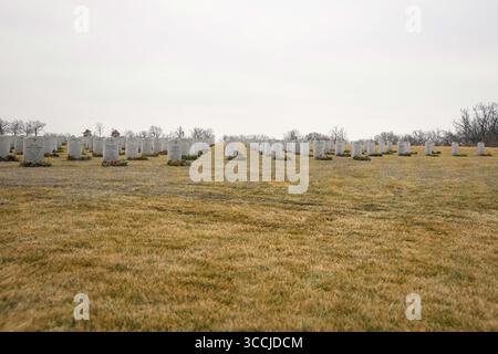 8 janvier 2023, Elwood, Illinois, États-Unis : vue du cimetière national Abraham Lincoln près d'Elwood Illinois. Le cimetière national Abraham Lincoln occupe la partie nord-ouest de l'ancienne usine de munitions de l'armée de Joliet, et est à environ 50 miles au sud-ouest de Chicago. Le cimetière porte le nom du 16e président des États-Unis et fondateur des cimetières nationaux des États-Unis. (Crédit image : © Alan look/ZUMA Press Wire) Banque D'Images