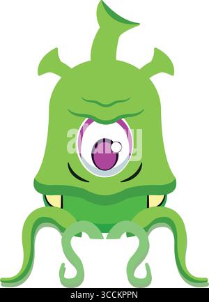 Extraterrestre vert avec des tentacules. Vecteur Illustration de Vecteur