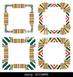 Icône de cadre. Bordure vectorielle ornée. Motif vert rouge. Forme de cadre décoratif. Illustration de Vecteur