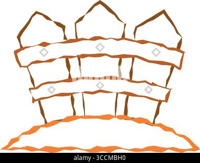 Dessin de contour de clôture en bois. Vecteur Illustration de Vecteur