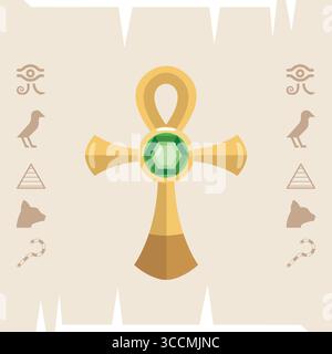 Ankh doré avec gemme. Vecteur Illustration de Vecteur