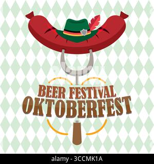 Emblème de saucisse Oktoberfest. Vecteur Illustration de Vecteur