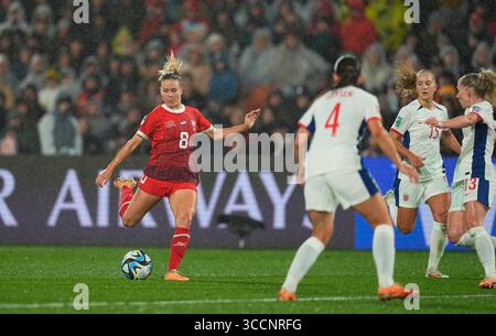 Juillet 25 2023 : Nadine Riesen (Suisse) contrôle le ballon lors d'un match du Groupe A - Coupe du monde féminine de la FIFA, Australie et Nouvelle-Zélande 2023, Suisse vs Norvège, au FMG Stadium Waikato, Hamilton, Nouvelle-Zélande. Kim Price/CSM (crédit image : © Kim Price/CSM via ZUMA Press Wire) Banque D'Images