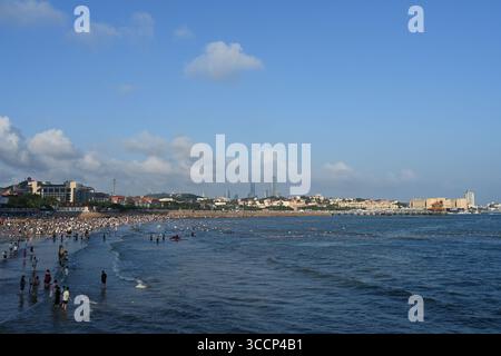 Belle vue sur le paysage du côté de la plage de Qingdao Banque D'Images