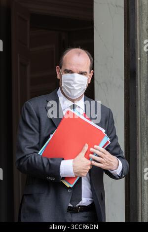 28 avril 2021, Paris, Ile-de-France (région, France : le premier ministre, Jean Castex, quitte le Conseil des ministres, à l'Elysée le 28 avril 2021. (Crédit image : © Sadak Souici/ZUMA Press Wire) Banque D'Images