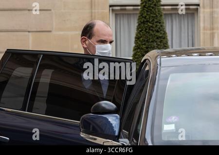 28 avril 2021, Paris, Ile-de-France (région, France : le premier ministre, Jean Castex, quitte le Conseil des ministres, à l'Elysée le 28 avril 2021. (Crédit image : © Sadak Souici/ZUMA Press Wire) Banque D'Images