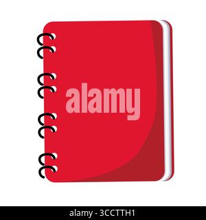 Carnet à spirale rouge avec des pages blanches sur fond blanc Illustration de Vecteur