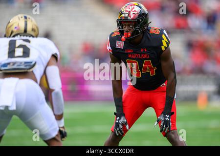 08 octobre 2022 : les Terrapins du Maryland Tight End Corey Dyches (84) sur la ligne de scrimmage pendant le match de football de la NCAA entre les Terrapins du Maryland et les Purdue Boilermakers au stade SECU de College Park, MD. Reggie Hildred/CSM (crédit image : © Reggie Hildred/CSM via ZUMA Press Wire) Banque D'Images