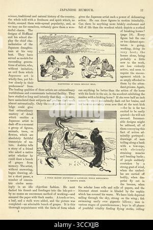 Histoire, humour japonais, bande dessinée, dessins animés, illustration vintage du 19ème siècle, années 1880 Banque D'Images