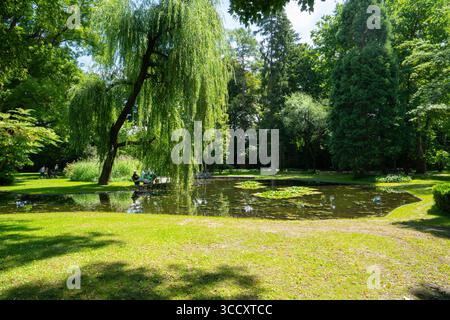 Innsbruck, Autriche. 1er août 2025. Vue panoramique sur le jardin d'Innsbruck court dans le centre-ville Banque D'Images