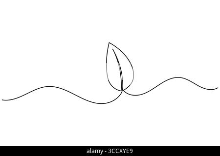 Leaf Icon style de dessin continu d'une ligne, parfait pour un design minimaliste respectueux de l'environnement et inspiré de la nature Illustration de Vecteur