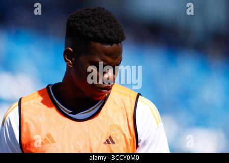 12 août 2023, VALDEBEBAS, MADRID, ESPAGNE : Marvel of RM Castilla regarde pendant le match amical de football joué entre le Real Madrid Castilla et CD Fuenlabrada au stade Alfredo Di Stefano le 12 août 2023, à Valdebebas, Madrid, Espagne. (Crédit image : © Oscar J. Barroso/AFP7 via ZUMA Press Wire) Banque D'Images