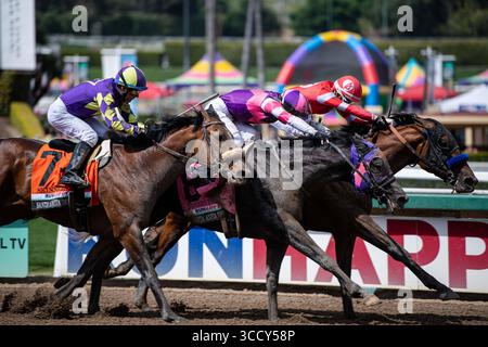8 avril 2023, Arcadia, CA, USA : mouvement pratique (5) monté par JockeyRamon Vasquez remporte le Derby de Santa Anita (Grade 1) au parc de Santa Anita à Arcadia, Californie le 8 avril 2023. Jon Putman/Eclipse Sportswire/CSM (crédit image : © Jon Putman/CSM via ZUMA Press Wire) Banque D'Images