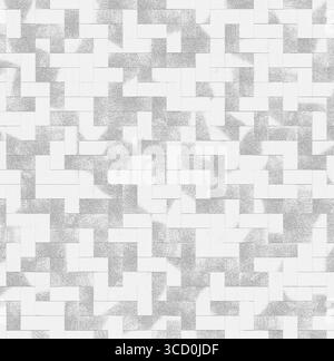 Motif géométrique blanc et gris imbriqué créant une texture visuelle Banque D'Images