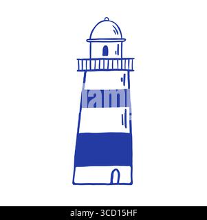 Dessin à la main illustration vectorielle de phare vintage. Sécurité de la navigation. Griffonner Illustration de Vecteur