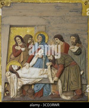 Corps de Jésus est déposé de la croix, 13ème Chemin de Croix de Hohenberg, Allemagne Banque D'Images