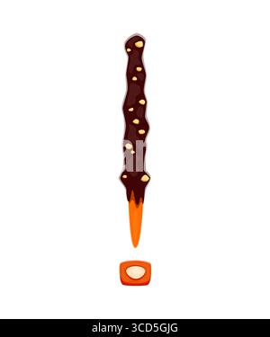 Pâtisserie dessert friandise chocolat ponctuation point d'exclamation. Symbole spécial de type alphabet anglais de boulangerie, marque de ponctuation de police ABC vecteur doux pour enfants. Panneau de police pour pâtisserie et confiserie Illustration de Vecteur