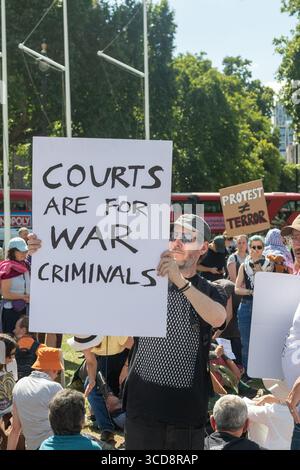 Londres, Royaume-Uni, le 9 août 2025 :- Une manifestation pro Palestine action au Parliament Square Central London Banque D'Images
