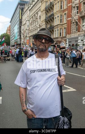 Londres, Royaume-Uni, 9 août 2025 :- Une manifestation pro-Palestine, anti-guerre à Gaza dans le centre de Londres Banque D'Images