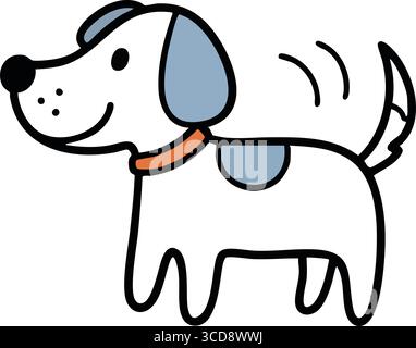 Conception amicale de chien de dessin animé. Une charmante illustration minimaliste d'un chien satisfait, mettant en valeur l'innocence ludique. Parfait pour diverses utilisations, bringi Illustration de Vecteur