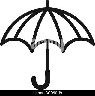 Icône parapluie Noir Blanc. Symbole météorologique minimaliste représentant la protection et la sécurité. Élément graphique propre, parfait pour transporter la sécurité ou insu Illustration de Vecteur