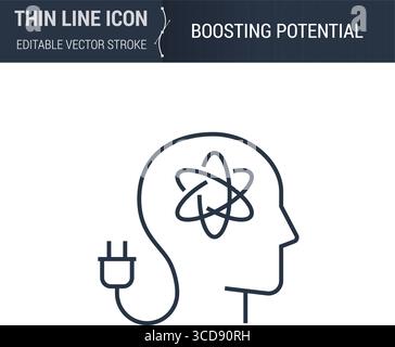Icône de potentiel d'amélioration - symbole secteur d'activité léger. Parfait pour la conception Web. Concept vectoriel de contour de haute qualité. Logo Premium, minimaliste, élégant. Illustration de Vecteur