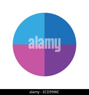 Illustration vectorielle de couleur vive. Quatre quadrants vibrants. Palette pop art. Symbole graphique circulaire. Illustration de Vecteur