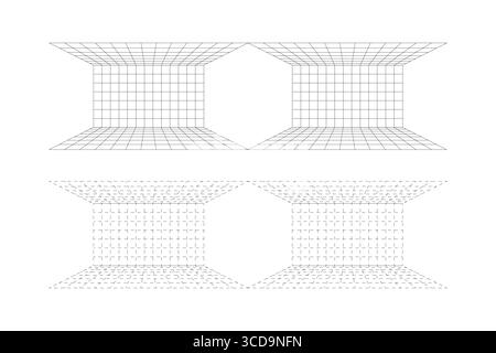 Perspective 3D grille arrière-plan de pièce vide. Illustration de Vecteur
