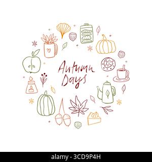 Illustration vectorielle confortable d'automne dessinée à la main Illustration de Vecteur