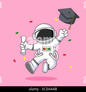 Astronaute graduation Celebration Achievement in Space Vector illustration Cartoon Design Illustration de Vecteur