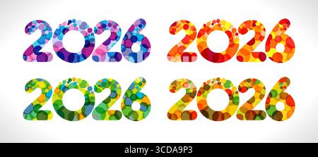 Ensemble d'icônes web créatives 2026 pour la célébration du nouvel an. Design coloré. Bannière publicitaire. Éléments graphiques de voeux de saison. Texture abstraite Illustration de Vecteur