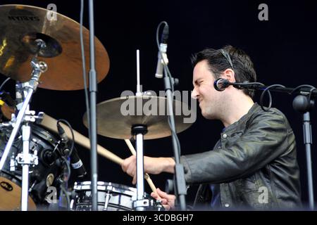 Glen Power de The script en concert au Marlay Park à Dublin, Irlande - 19 août 2008 Banque D'Images