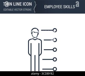 Icône compétences de l'employé - symbole secteur d'activité léger. Idéal pour la conception Web. Concept de vecteur de contour de qualité. Logo Premium, simple, élégant. Illustration de Vecteur