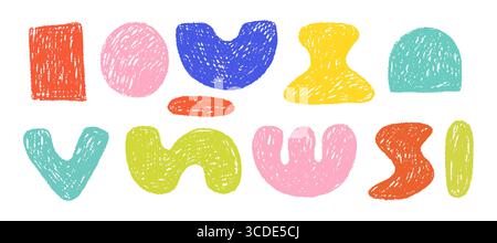 Ensemble dessiné à la main de vecteur de formes abstraites de crayon Illustration de Vecteur