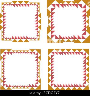 Motif de bordure triangulaire. Cadre géométrique dense. Design carré moderne. Ornement abstrait vectoriel. Illustration de Vecteur