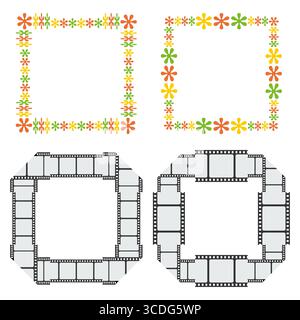 Motif de bordure de fleur. Cadre pour bande de film. Ornement décoratif carré. Motif floral vectoriel. Illustration de Vecteur