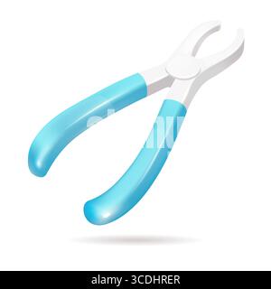 Pinces de dentiste pour extraction dentaire avec poignées bleues sur fond blanc, Illustration de Vecteur
