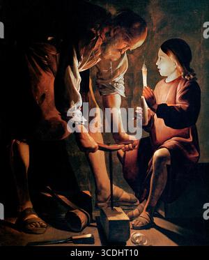 Saint Joseph le charpentier de Georges de la Tour (1593-1652), huile sur toile, v. 1640 Banque D'Images