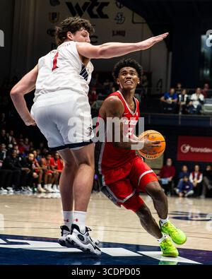 09 novembre 2023 Moraga, CA États-Unis Garde du Nouveau-Mexique Donovan dent (2) se dirige vers le panier pendant le match de basket-ball masculin de la NCAA entre les Lobos du Nouveau-Mexique et les Gaels de Saint Mary. Saint MaryÃ¢â‚¬â„¢a battu le Nouveau-Mexique 72-58 à l'University Credit Union Pavilion Moraga Calif. Thurman James / CSM (crédit image : © Thurman James/CSM via ZUMA Press Wire) Banque D'Images