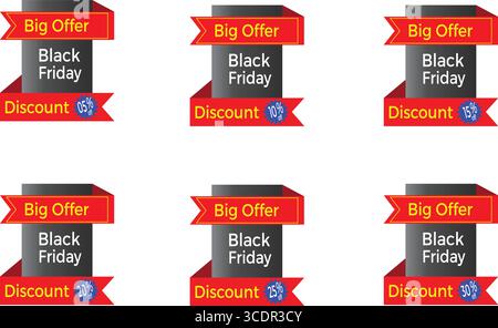 Conception créative de bannière de ruban pour Black Friday grandes offres montrant le texte de remise audacieux idéal pour les événements de vente en ligne Illustration de Vecteur