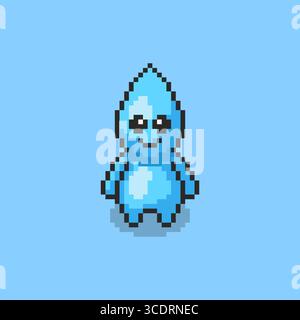 Design d'actif de jeu de personnage de goutte d'eau Pixel art Illustration de Vecteur
