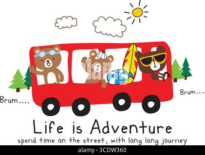 mignon trois ours sur l'ensemble de vecteur de vacances Illustration de Vecteur