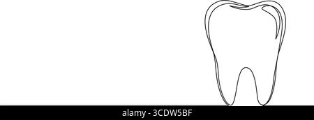 dessin simple continu de dent humaine, illustration vectorielle d'art au trait Illustration de Vecteur