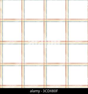 Motif à carreaux minimaliste en lignes orange et vertes sur fond blanc, design numérique sans couture pour textile, décor de cuisine, nappes, emballage, Banque D'Images