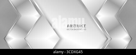 Large arrière-plan abstrait de luxe avec lignes de dégradé argentées flèches et ombres triangulaires. Grande bannière moderne couleur argent clair avec angles Illustration de Vecteur