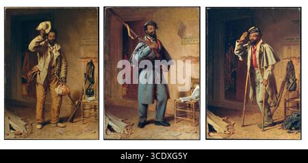 USA - Un peu d'histoire de guerre : de gauche à gauche : la contrebande , la recrue au centre et le vétéran à droite par Thomas Waterman Wood en 1865 - 1866 Banque D'Images