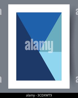 Il s'agit d'une belle œuvre d'art abstraite géométrique mettant en vedette diverses nuances de tons bleus Illustration de Vecteur