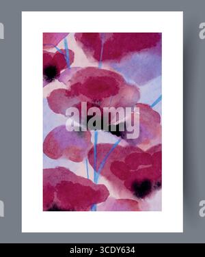 Coquelicots aquarelle magnifiques et vibrants affichés dans des teintes riches et oculaires Illustration de Vecteur